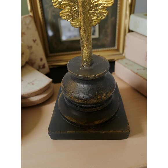 Two's Company 13" Gold Feather Sculpture Quill Decor on Black Pedestal Base - Picture 6 of 9